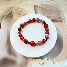 Load image into Gallery viewer, Red Jasper , Strawberry Quartz , Pink Tourmaline, Carnelian and Garnet Bracelet
