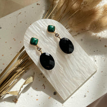 Load image into Gallery viewer, Black Onyx with Malachite Earring
