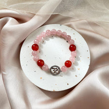 Load image into Gallery viewer, Om Charm , Rose Quartz with Carnelian Bracelet
