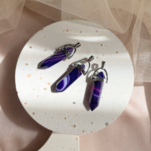 Load image into Gallery viewer, Yellow / Purple / Blue Agate Point Pendant
