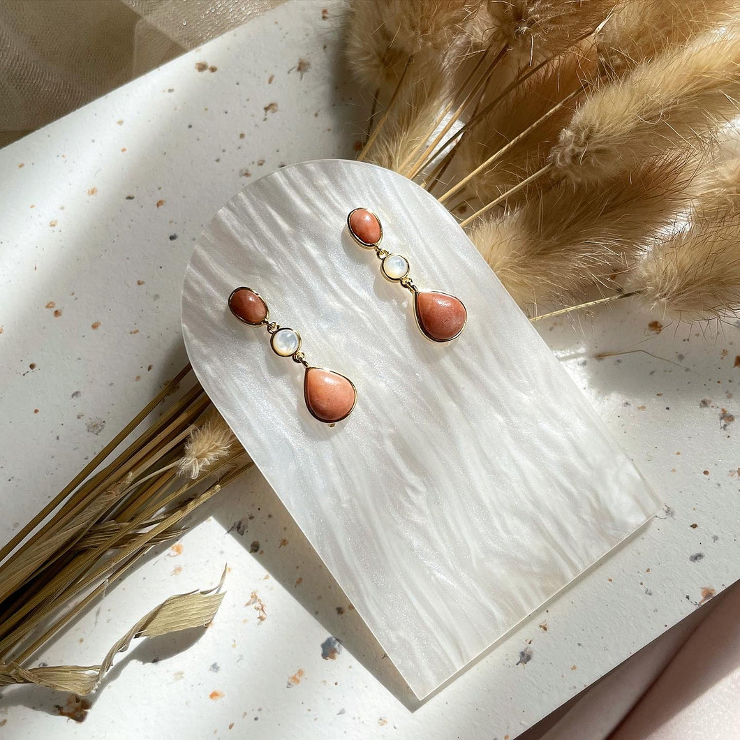 Pink Aventurine with Mother of Pearl Earring