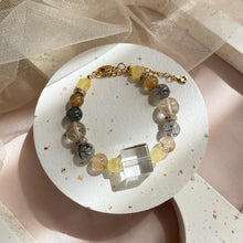 Load image into Gallery viewer, Clear Quartz Cube , Citrine with Rutilated Quartz Bracelet
