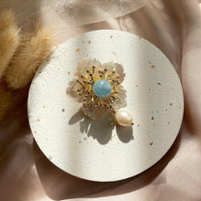 Load image into Gallery viewer, Mother Of Pearl with Aquamarine Brooches / Pendant
