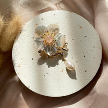 Load image into Gallery viewer, Mother Of Pearl with Rose Quartz Brooch / Pendant
