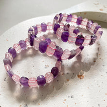 Load image into Gallery viewer, Rose Quartz with Amethyst Bracelet
