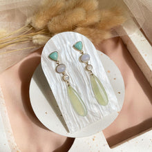 Load image into Gallery viewer, Amazonite, Blue Lace Agate, Mother Of Pearl with Prehnite Earring
