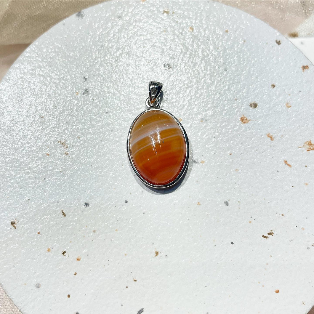 92.5 Silver Banded Agate Pendant