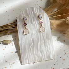 Load image into Gallery viewer, Rose Quartz, Amethyst with Blue Lace Agate Earring
