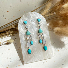 Load image into Gallery viewer, Turquoise, Amazonite, Blue Lace Agate with Mother Of Pearl Earring

