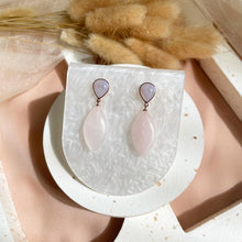 Load image into Gallery viewer, Blue Lace Agate with Rose Quartz Earring
