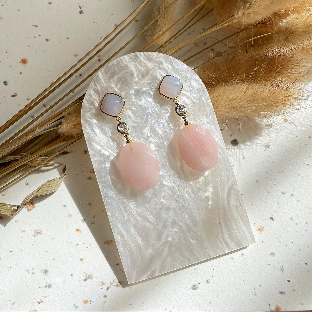 Rose Quartz with Blue Lace Agate Earring