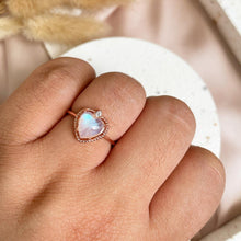 Load image into Gallery viewer, Rainbow Moonstone Heart Ring
