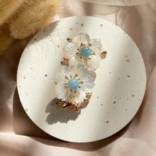 Load image into Gallery viewer, Mother of Pearl with Aquamarine Brooch
