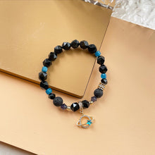 Load image into Gallery viewer, Galaxy Charm , Rainbow Onsidian , Apatite , Lava Stone with Iolite Bracelet
