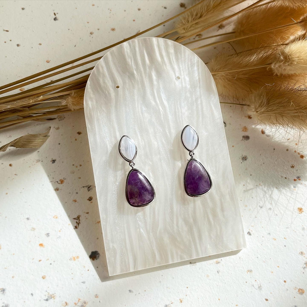 Amethyst with Blue Lace Agate Earring
