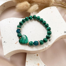 Load image into Gallery viewer, Malachite with Blue Apatite Bracelet
