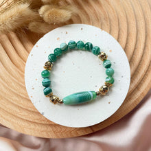 Load image into Gallery viewer, Green Agate with Hematite Bracelet
