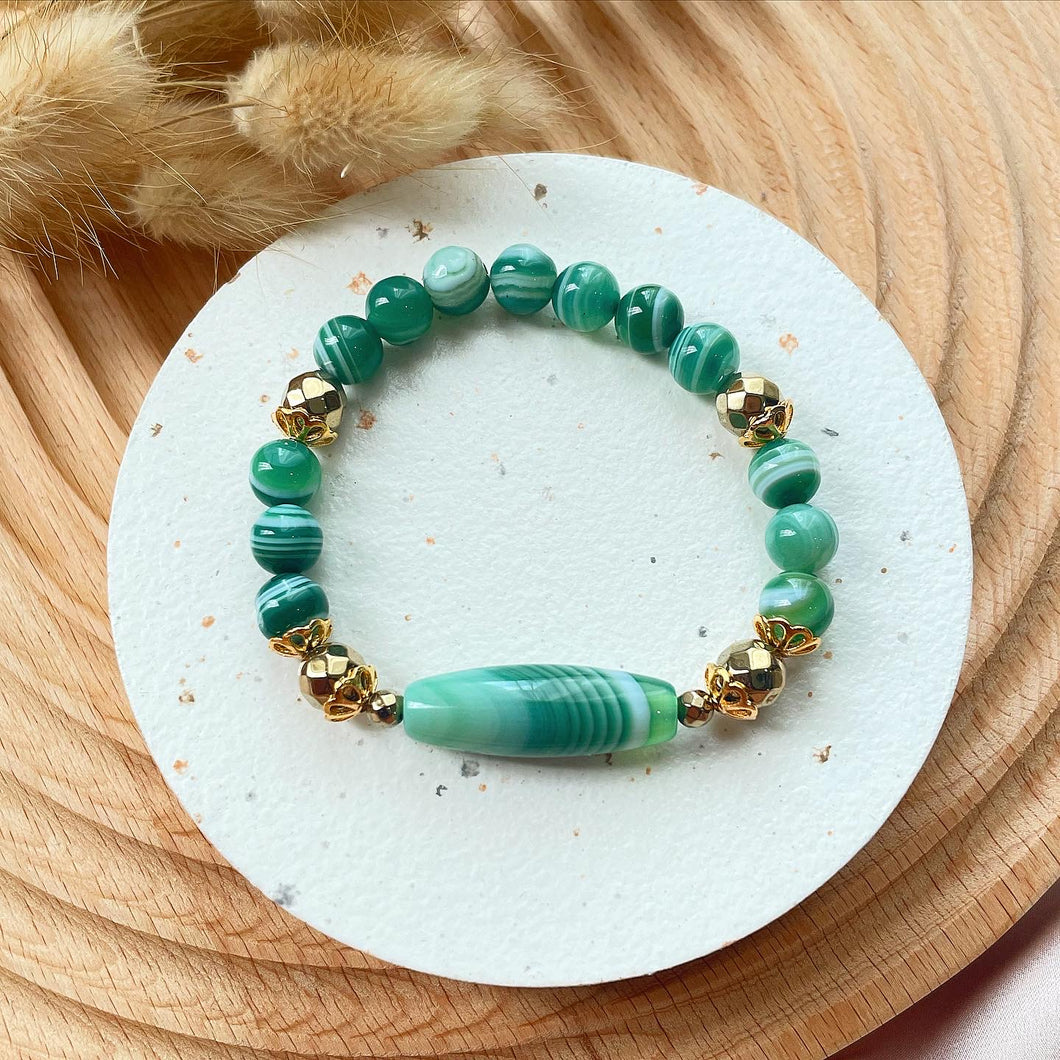 Green Agate with Hematite Bracelet