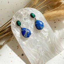 Load image into Gallery viewer, Lapis Lazuli with Malachite Earring
