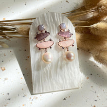 Load image into Gallery viewer, Fresh Water Pearls , Blue Lace Agate, Rose Quartz with Amethyst Earring
