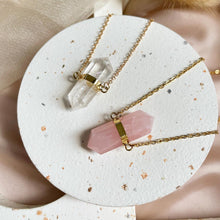 Load image into Gallery viewer, Double Terminated Rose Quartz / Clear Quartz Necklace
