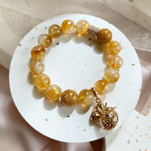 Load image into Gallery viewer, Prosperity Money Bag Charm - Citrine with Gold Foil Bead
