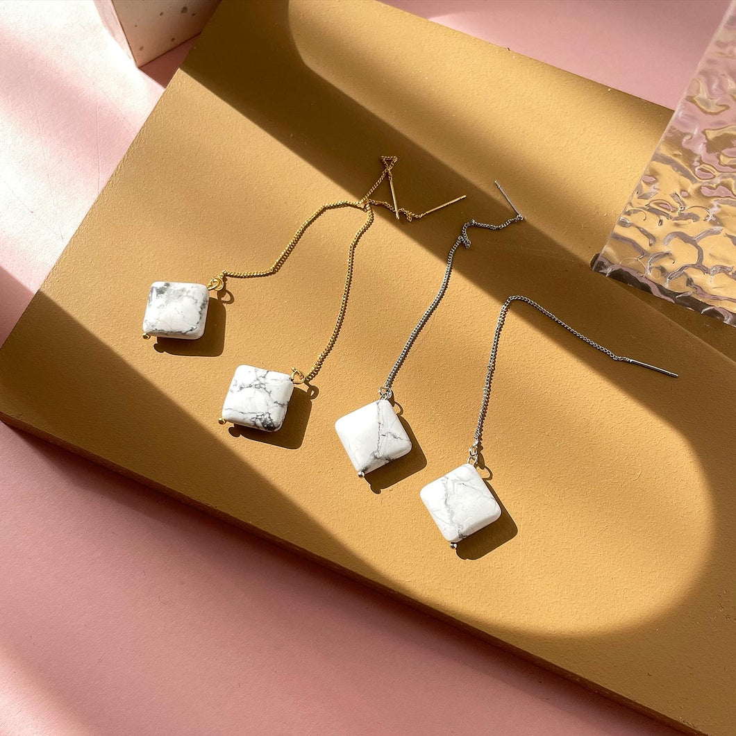 Howlite Minimal Loop Earring